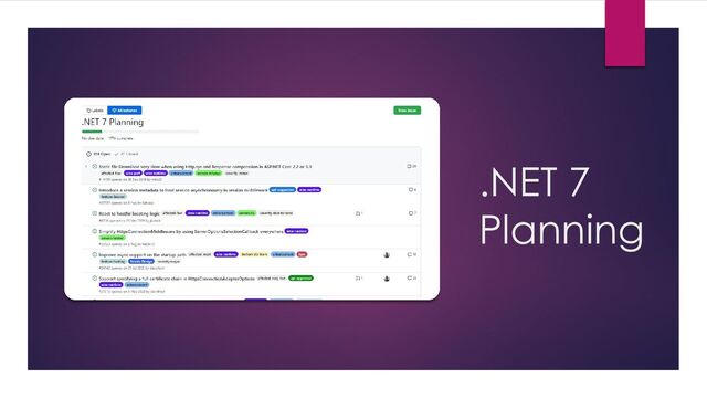 .NET 7
Planning
