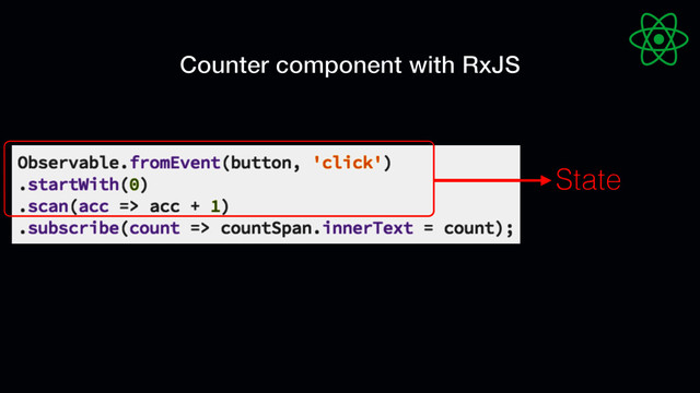 Counter component with RxJS
State
