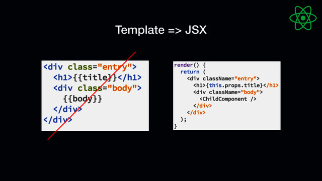 Template => JSX
