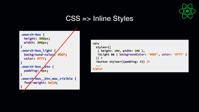 CSS => Inline Styles
