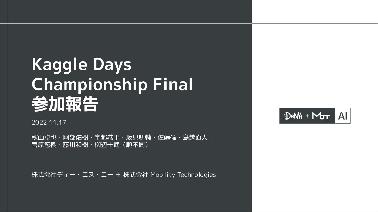 Kaggle Days Championship Final 2022 参加報告
