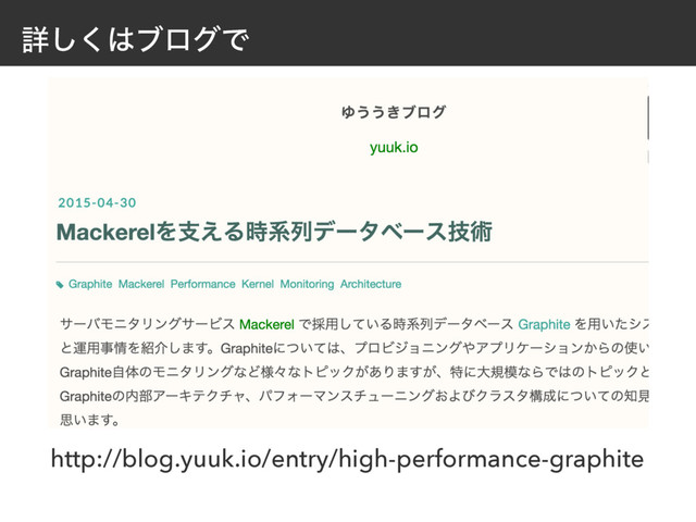ৄ͘͠͸ϒϩάͰ
http://blog.yuuk.io/entry/high-performance-graphite
