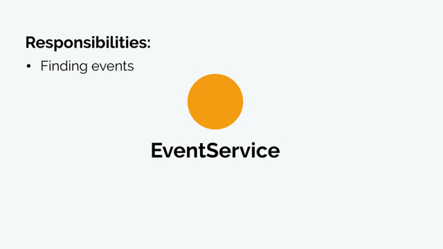 EventService
• Finding events
Responsibilities:
