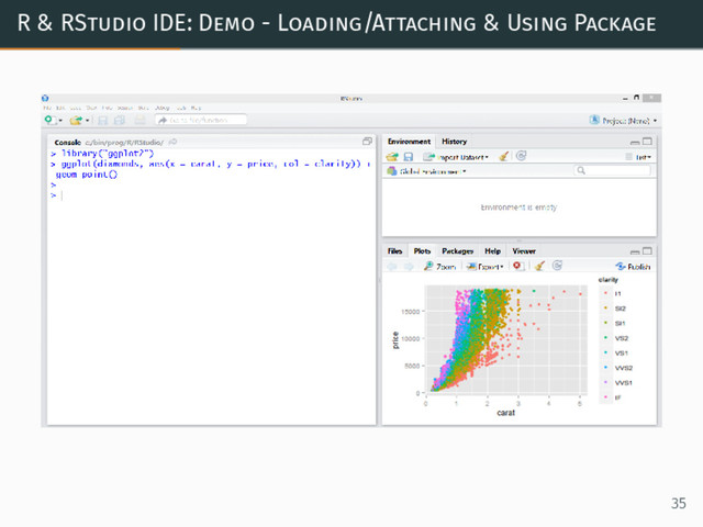 R & RStudio IDE: Demo - Loading/Attaching & Using Package
35
