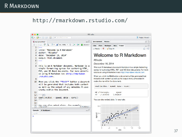 R Markdown
http://rmarkdown.rstudio.com/
37
