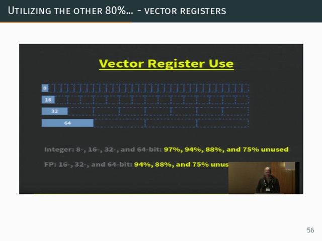 Utilizing the other 80%... - vector registers
56
