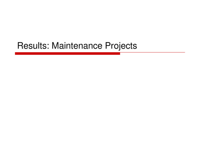 Results: Maintenance Projects
