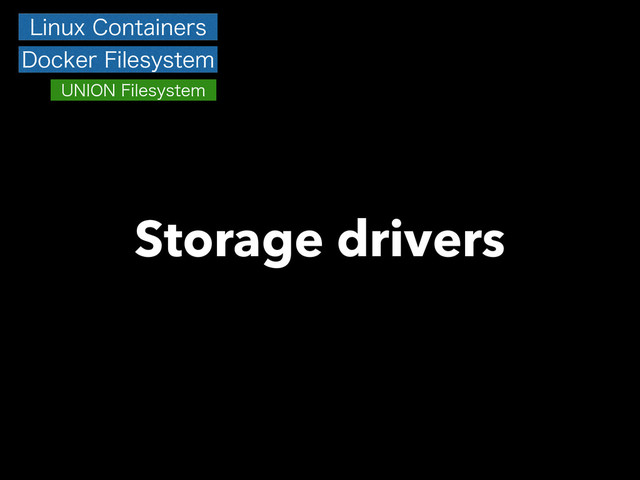 Storage drivers
-JOVY$POUBJOFST
%PDLFS'JMFTZTUFN
6/*0/'JMFTZTUFN
