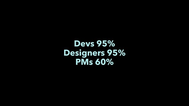 Devs 95%
Designers 95%
PMs 60%

