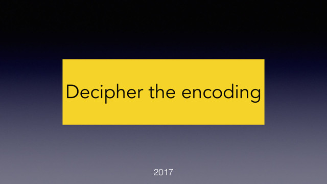Decipher the encoding
2017
