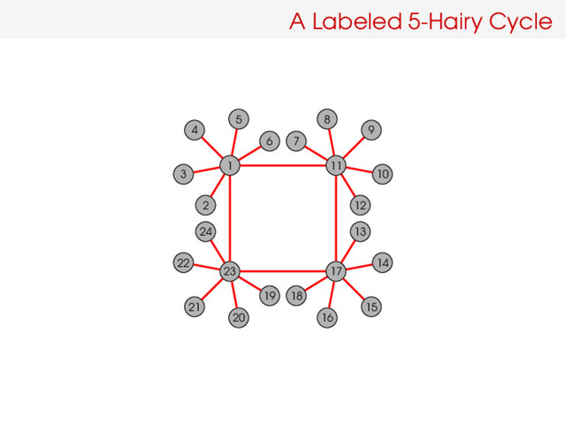 A Labeled 5-Hairy Cycle
1
4
5
6
2
3
23
21
22
24
19
20
17
15
16
18
13
14
11
9
10
12
7
8
