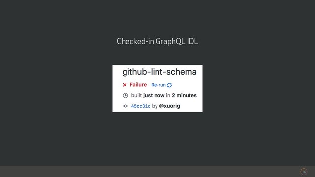 14
Checked-in GraphQL IDL
