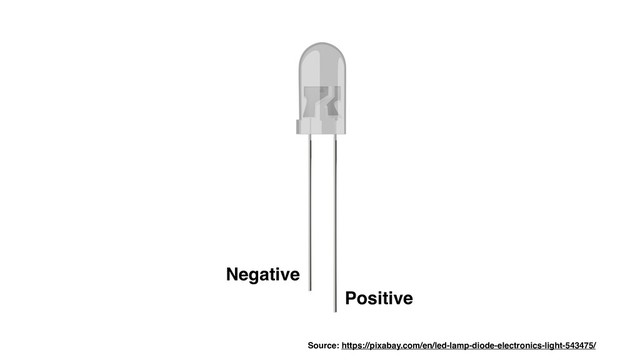Source: https://pixabay.com/en/led-lamp-diode-electronics-light-543475/
Negative
Positive
