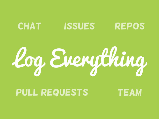 Pull requests
Chat
Team
Issues Repos
Log Everything
