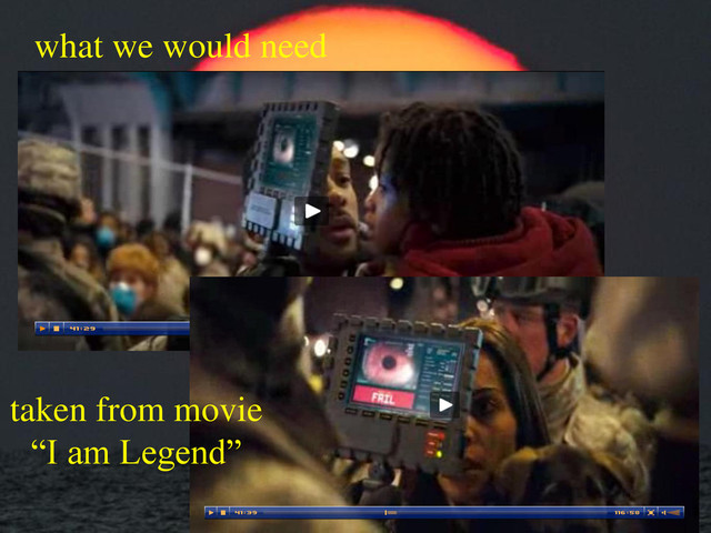 what we would need
taken from movie
“I am Legend”
