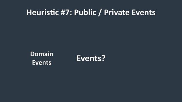 HeurisCc #7: Public / Private Events
Events?
Domain
Events
