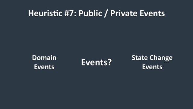 HeurisCc #7: Public / Private Events
Events?
Domain
Events
State Change 
Events
