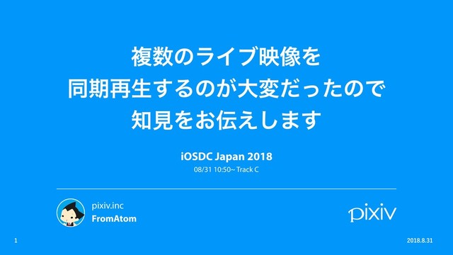 ෳ਺ͷϥΠϒө૾Λ
ಉظ࠶ੜ͢Δͷ͕େมͩͬͨͷͰ
஌ݟΛ͓఻͑͠·͢
iOSDC Japan 2018
2018.8.31 10:50~ Track C
pixiv.inc
FromAtom
