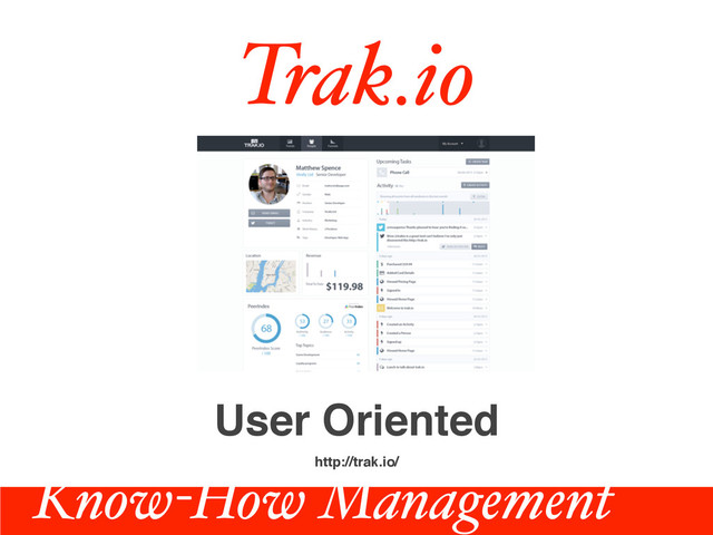 Trak.io
http://trak.io/
User Oriented
Know-How Management
