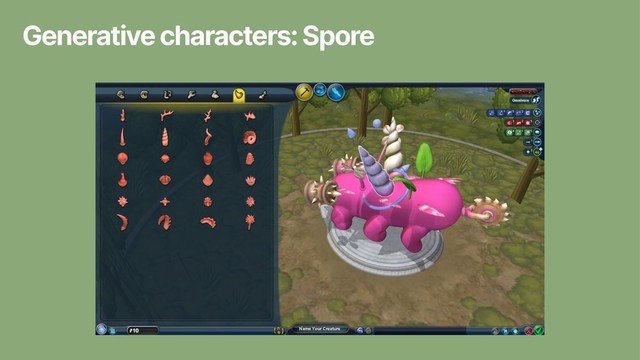Generative characters: Spore
