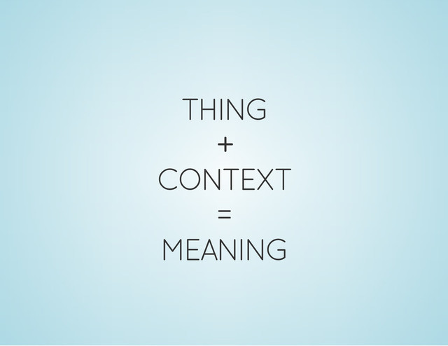 THING
+
CONTEXT
=
MEANING
