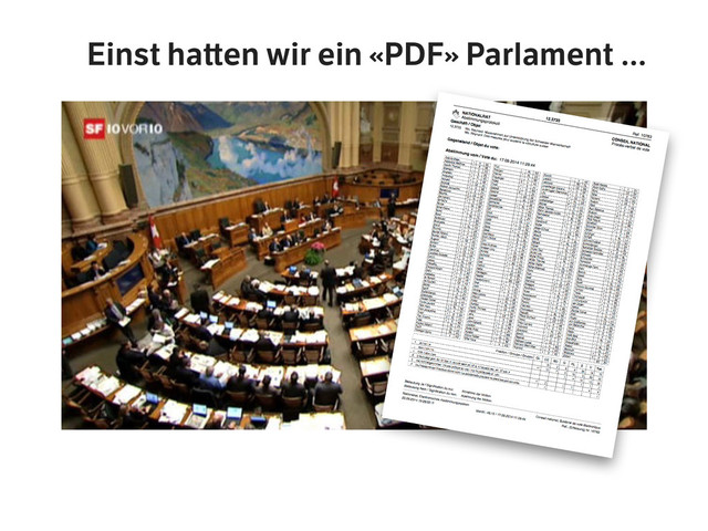 Einst ha!en wir ein «PDF» Parlament …
