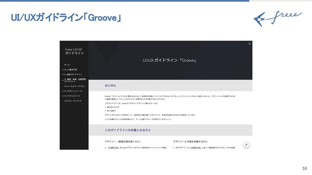18
UI/UXガイドライン「Groove」
