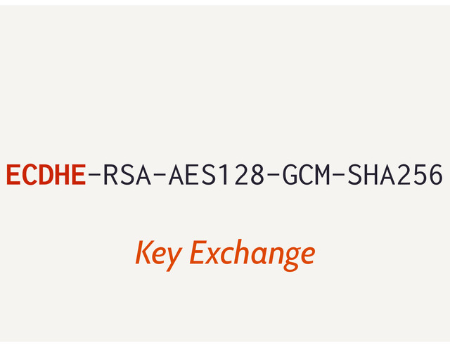 ECDHE-RSA-AES128-GCM-SHA256
Key Exchange
