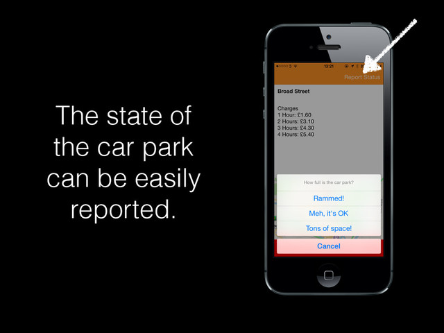 The state of
the car park
can be easily
reported.
