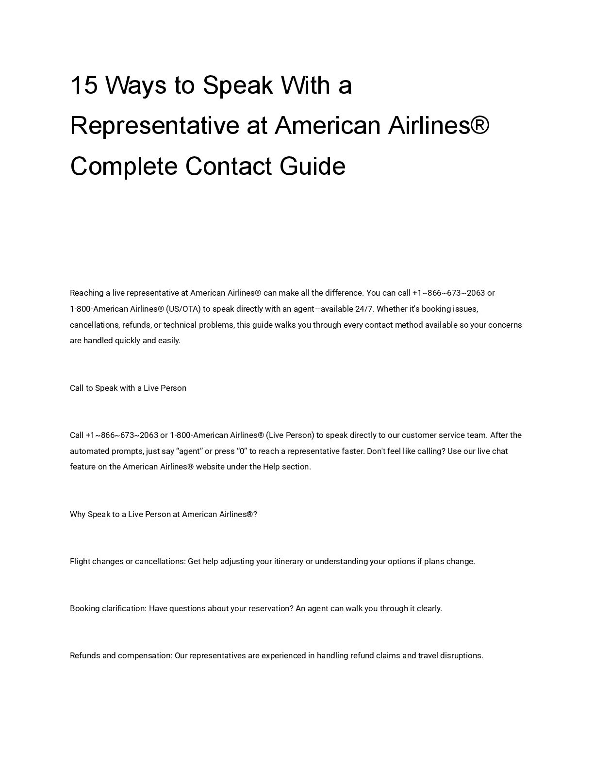 15 Ways to Speak With a Representative at American Airlines® Complete Contact Guide - Speaker Deck
