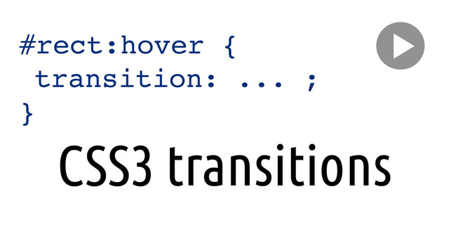 #rect:hover {
!transition: ... ;
}
CSS3 transitions
