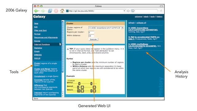 2006 Galaxy
Tools
Generated Web UI
Analysis
History
