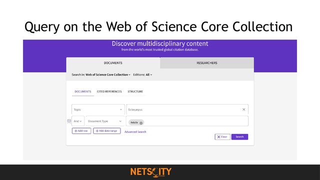 Query on the Web of Science Core Collection
