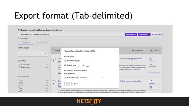 Export format (Tab-delimited)
