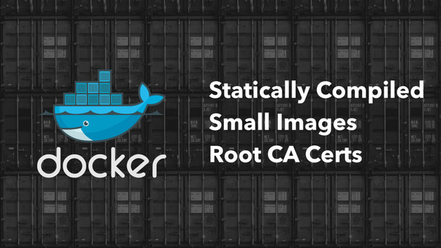 Statically Compiled
Small Images
Root CA Certs
