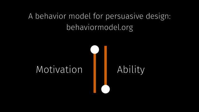 A behavior model for persuasive design:
behaviormodel.org
Motivation Ability
