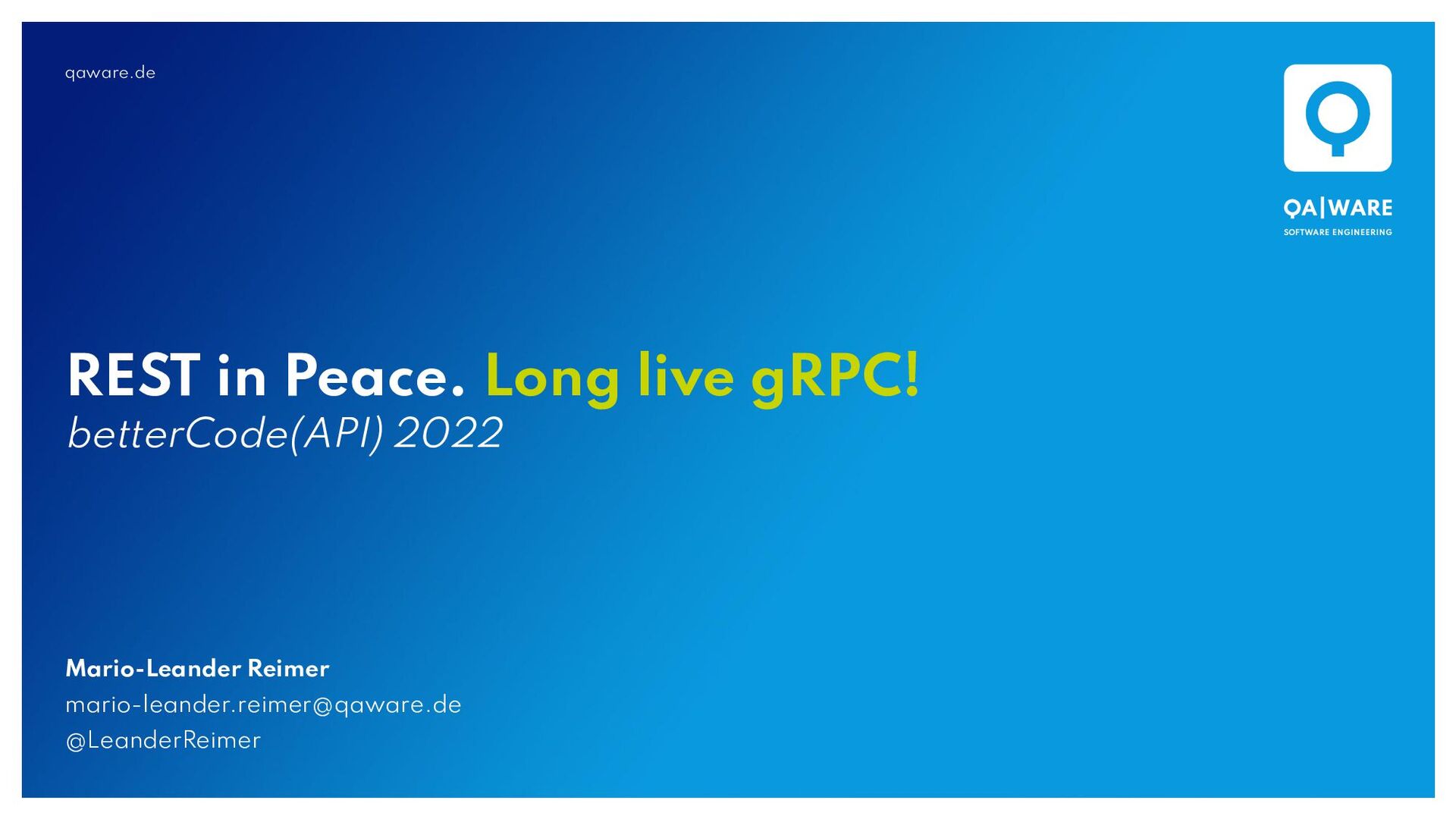 REST In Peace. Long Live GRPC! @betterCode() API - Speaker Deck