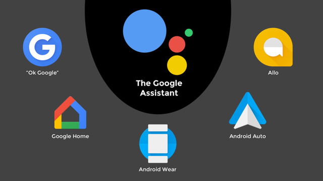 The Google
Assistant
“Ok Google” Allo
Google Home Android Auto
Android Wear
