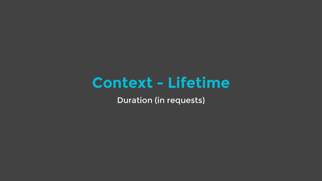 Context - Lifetime
Duration (in requests)

