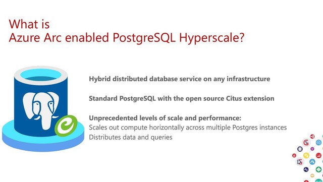 What is
Azure Arc enabled PostgreSQL Hyperscale?
