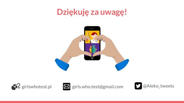 Dziękuję za uwagę!
girlswhotest.pl @Aleko_tweets
girls.who.test@gmail.com
