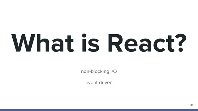 What is React?
non-blocking I/O
event-driven
34
