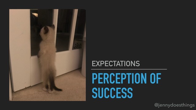 PERCEPTION OF
SUCCESS
EXPECTATIONS
@jennydoesthings
