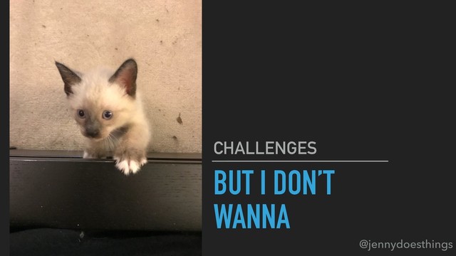 BUT I DON’T
WANNA
CHALLENGES
@jennydoesthings
