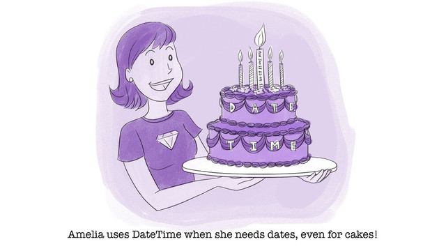 Amelia uses DateTime when she needs dates, even for cakes!
