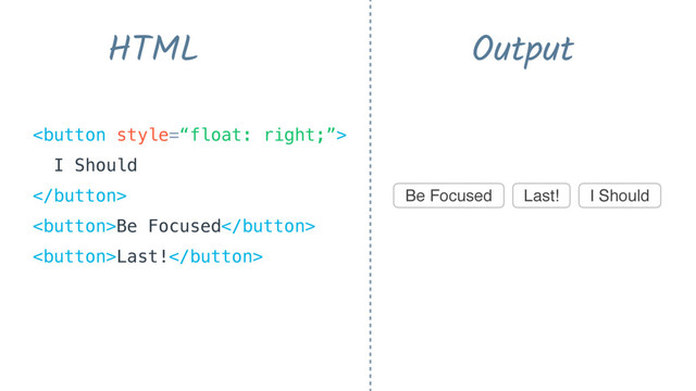 
I Should
 
Be Focused 
Last!
HTML Output
I Should
Be Focused Last!
