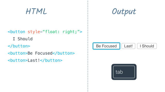 I Should
Be Focused Last!

I Should
 
Be Focused 
Last!
HTML Output
tab
