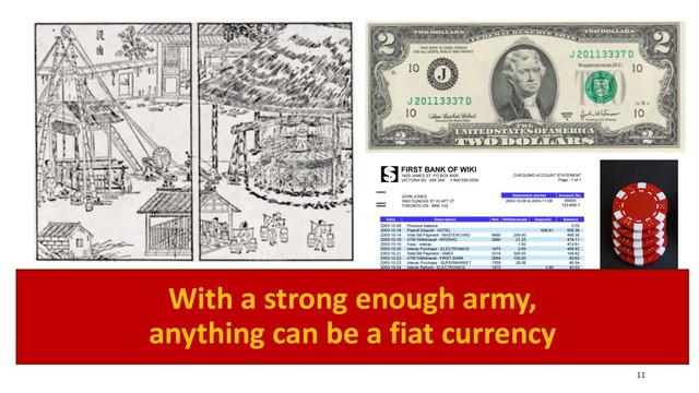 11
With a strong enough army,
anything can be a fiat currency
