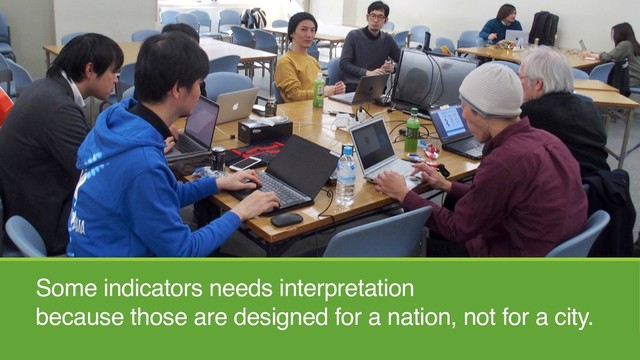 Some indicators needs interpretation
because those are designed for a nation, not for a city.
