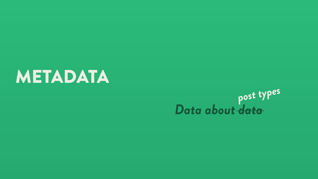 METADATA
Data about data
post types
